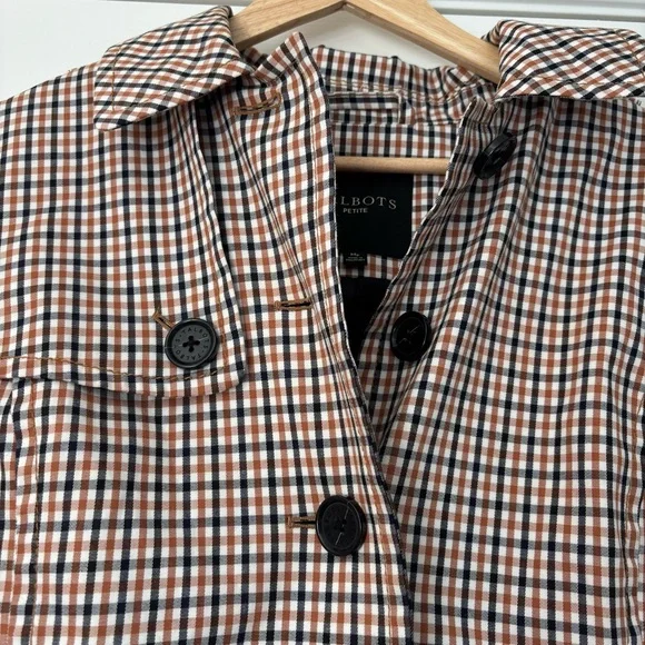 Talbots Polished Plaid Trench Coat NWOT Fall Office Career M P Petite MP - Picture 10 of 12